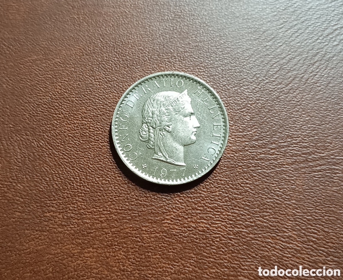 Moedas antigas da Europa: 20 C&Eacute;NTIMOS 1977 SUIZA