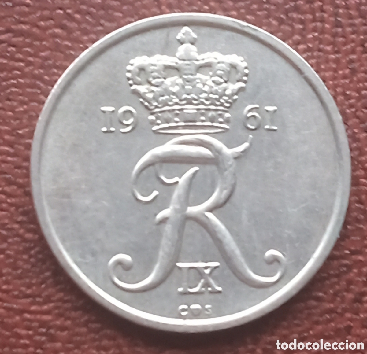 Monedas antiguas de Europa: Dinamarca - 25 Ore 1961 - Mbc - Foto 2