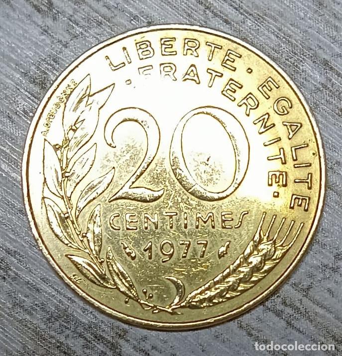 Monedas antiguas de Europa: Francia 20 Centimos 1977 - Foto 2