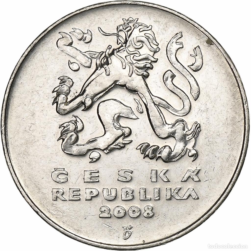 Moedas antigas da Europa: [#198240] Rep&uacute;blica Checa, 5 Korun, 2008, N&iacute;quel chapado en acero, MBC+, KM:8