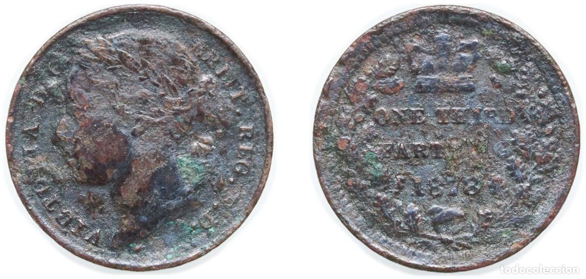 Moedas antigas da Europa: Malta Republic 1878 ⅓ Farthing - Victoria (2nd portrait) Bronze Royal Mint (Tower Hill) 0.9g VF KM