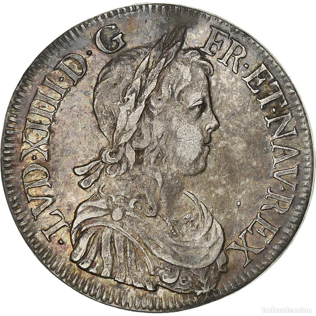 Monedas antiguas de Europa: [#637997] Francia, Louis XIV, &Eacute;cu &agrave; la m&egrave;che longue, 1648, Bordeaux, Plata, MBC, KM:155