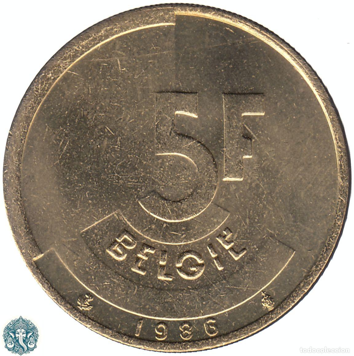 Monnaies anciennes de Europe: B&Eacute;LGICA 5 Francos 1986 Balduino I KM#164 Leyenda Belgi&euml;