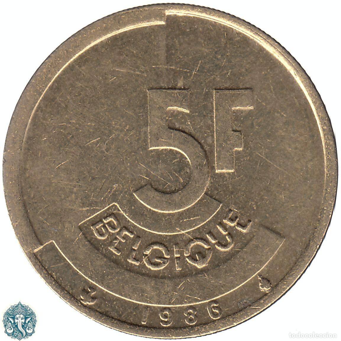 Monnaies anciennes de Europe: B&Eacute;LGICA 5 Francos 1986 Balduino I KM#163 Leyenda Belgique
