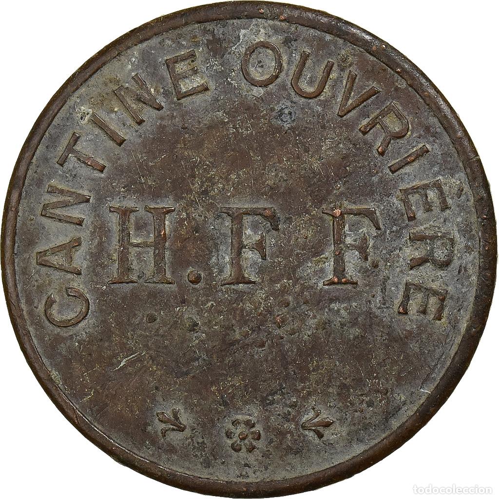Alte M&uuml;nzen aus Europa: [#396939] Francia, H.F.F, 1 Franc, Cantine Ouvri&egrave;re, MBC, Cobre