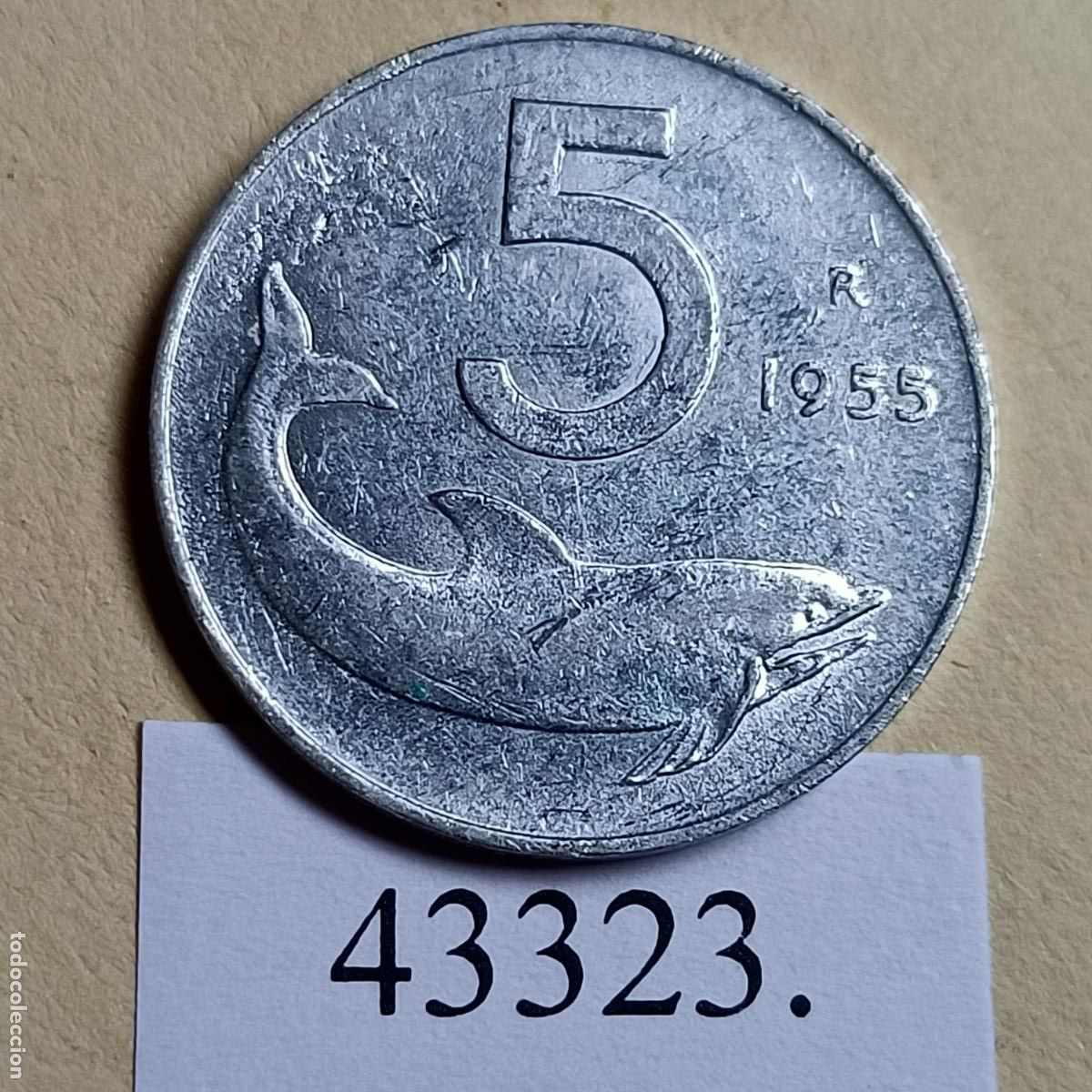 Moedas antigas da Europa: Italia, 5 liras 1953,