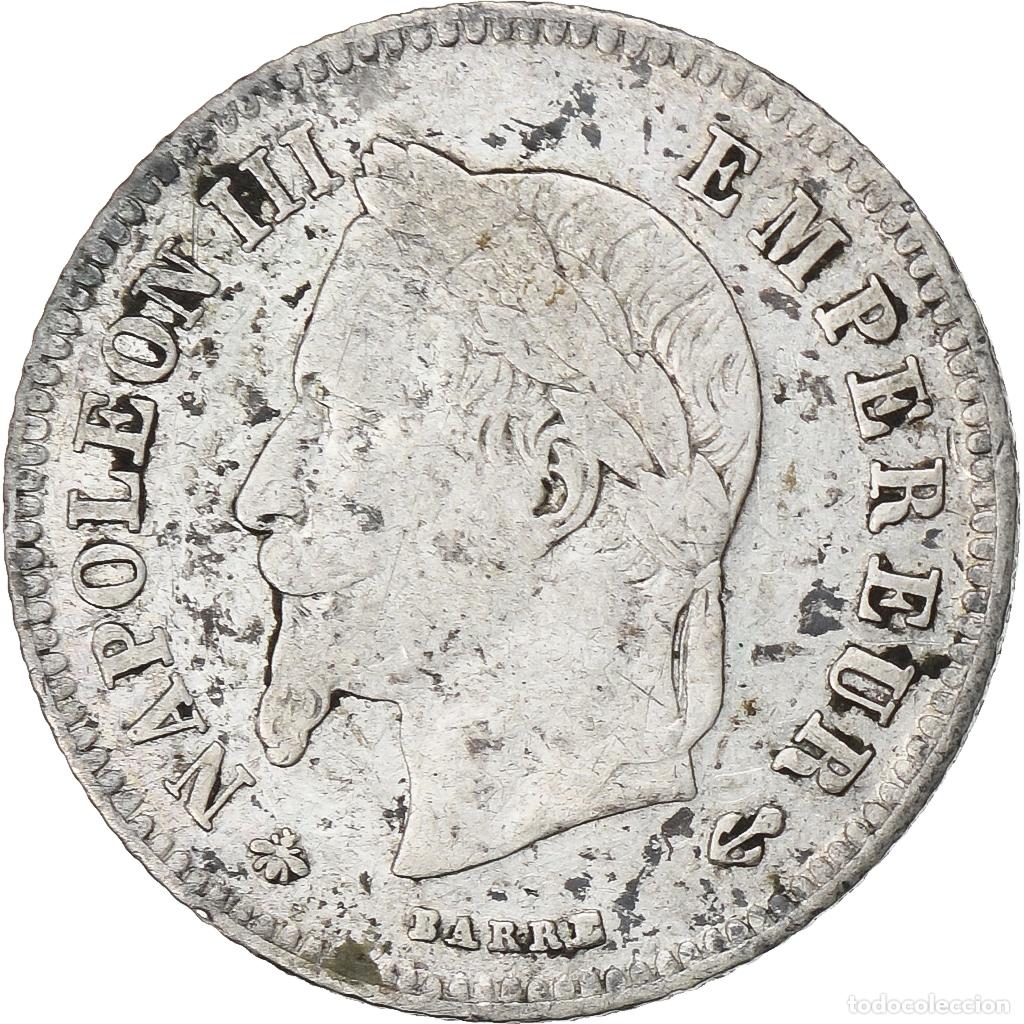 Moedas antigas da Europa: [#1116796] Francia, 20 Centimes, Napol&eacute;on III, 1864, Paris, Plata, BC+, Gadoury:308
