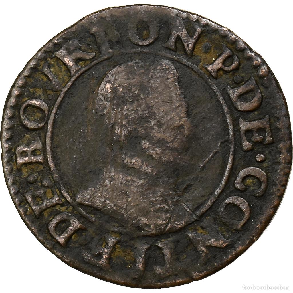 Monete antiche di Europa: [#198959] Francia, Fran&ccedil;ois de Bourbon, Double Tournois, Cobre, BC+, CGKL:674