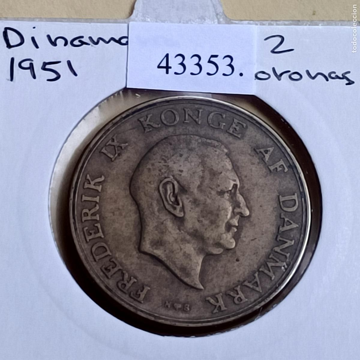 Monedas antiguas de Europa: Dinamarca 2 coronas 1951 - Foto 1