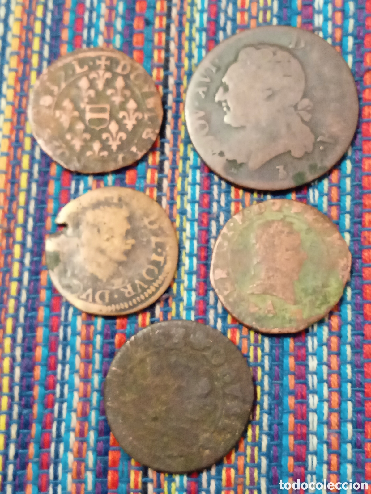 Monnaies anciennes de Europe: BOL- CINCO MONEDAS ANTIGUAS FRANCIA DIVERSAS A CLASIFICAR IDENTIFICAR