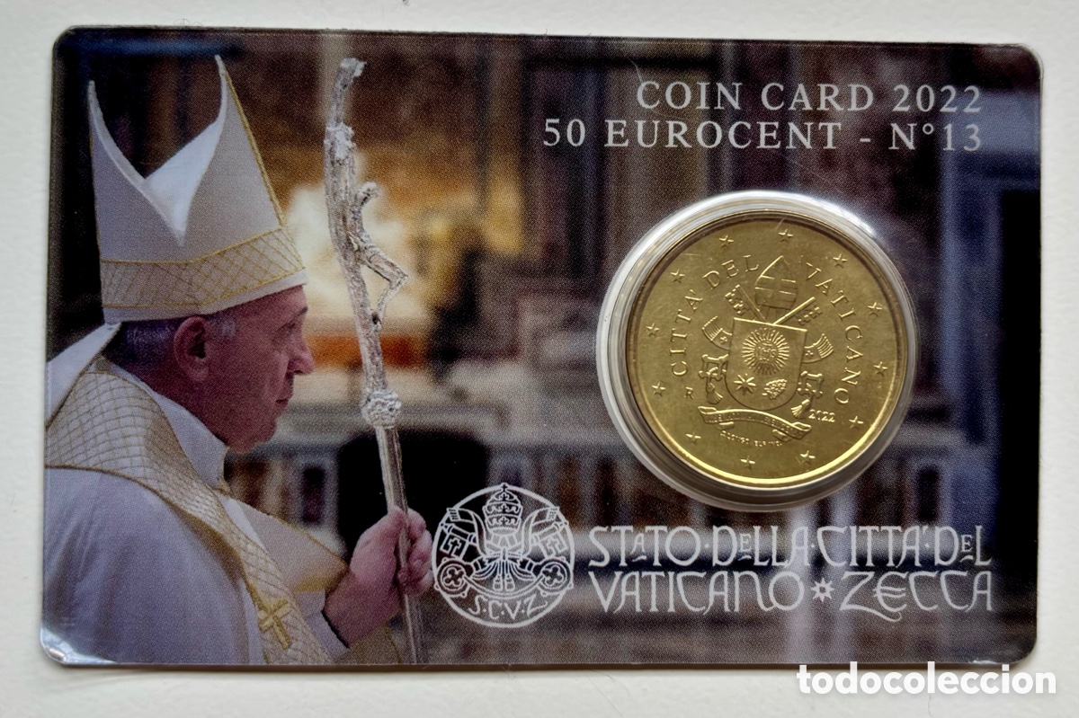 Monedas antiguas de Europa: Moneda VATICANO - COINCARD 50 Centimos 2022 BU. N.13