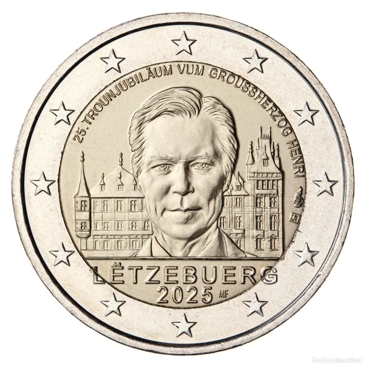 Monedas antiguas de Europa: 2 euros LUXEMBURGO 2025 - 25 a&ntilde;os de la accesi&oacute;n al trono de Enrique