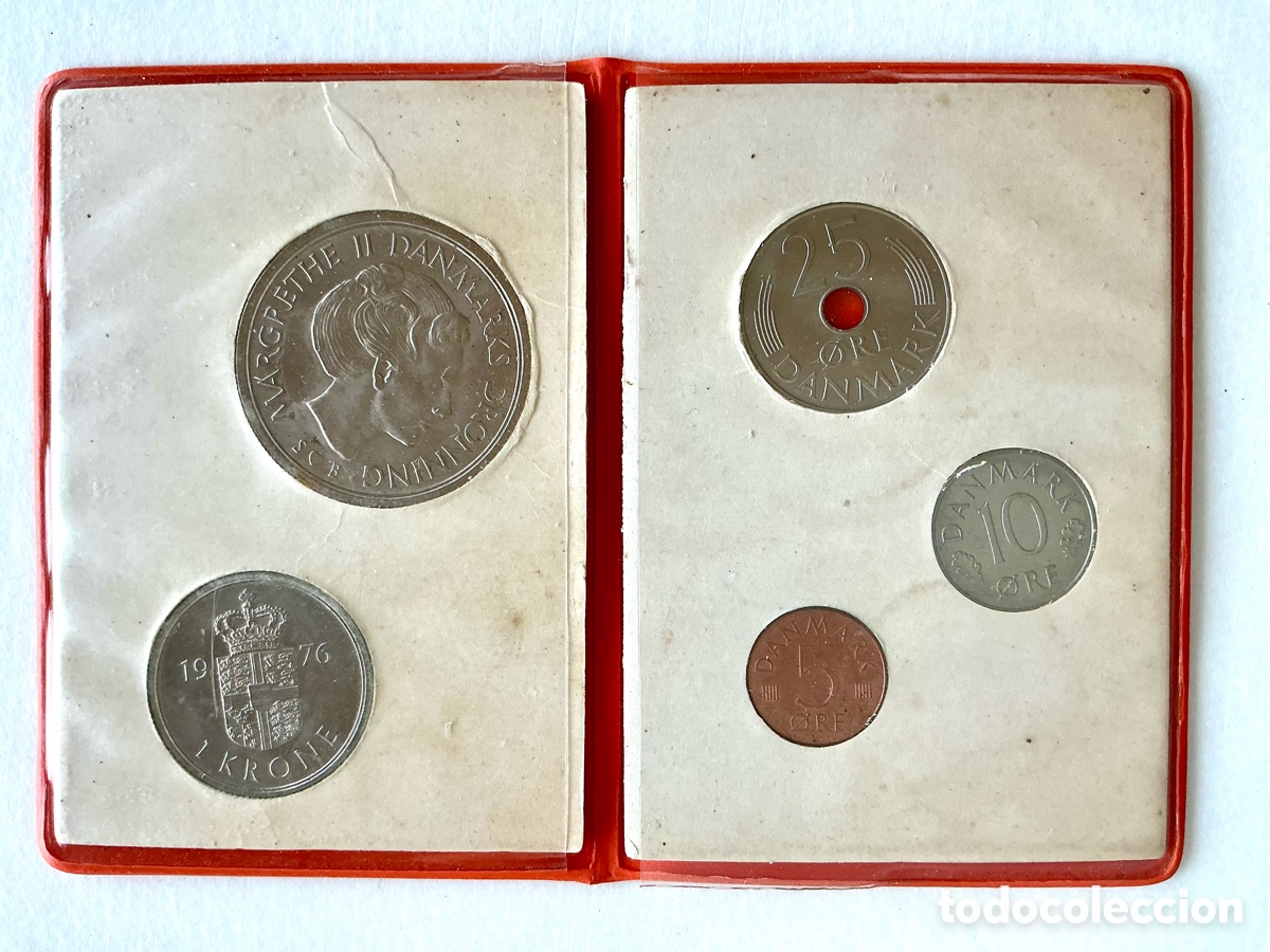 Monedas antiguas de Europa: Set monedas Dinamarca Coronas 1976 - Foto 1