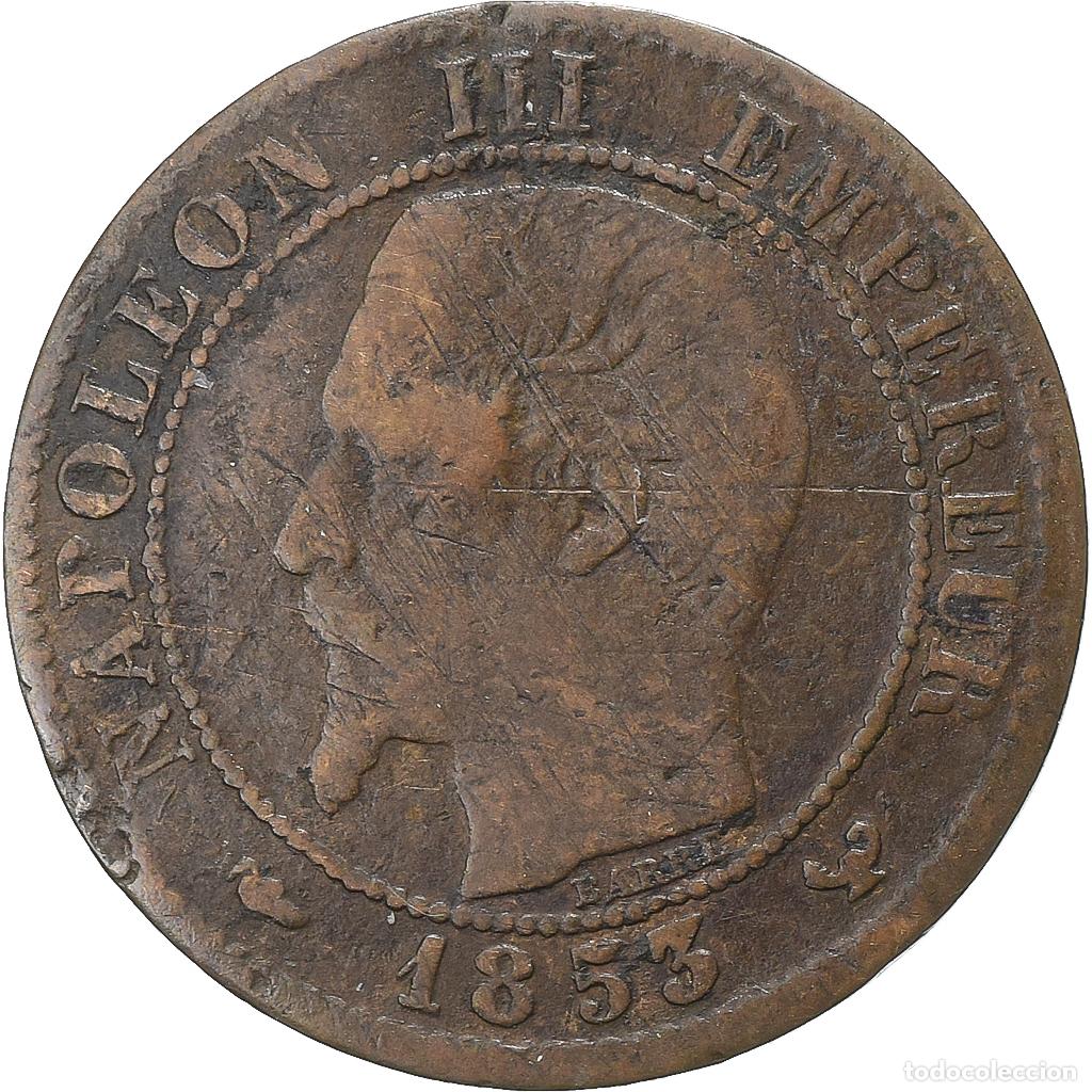 Moedas antigas da Europa: [#1512016] Francia, Centime, 1853, Lille, Bronce, BC+, Gadoury:86, KM:775.7