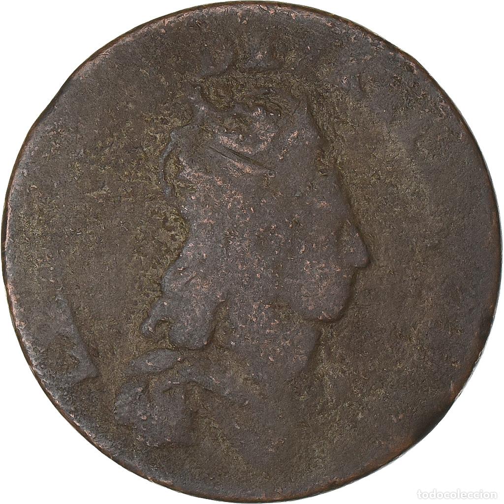 Moedas antigas da Europa: [#199835] Francia, Louis XIV, Liard de France, Meung-sur-Loire, Cobre, BC, Gadoury:80