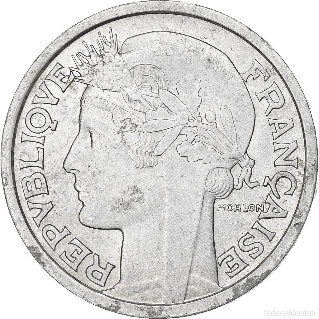 Moedas antigas da Europa: [#199900] Francia, 2 Francs, Morlon, 1947, Paris, Aluminio, MBC+, Gadoury:538b, KM:886a.1