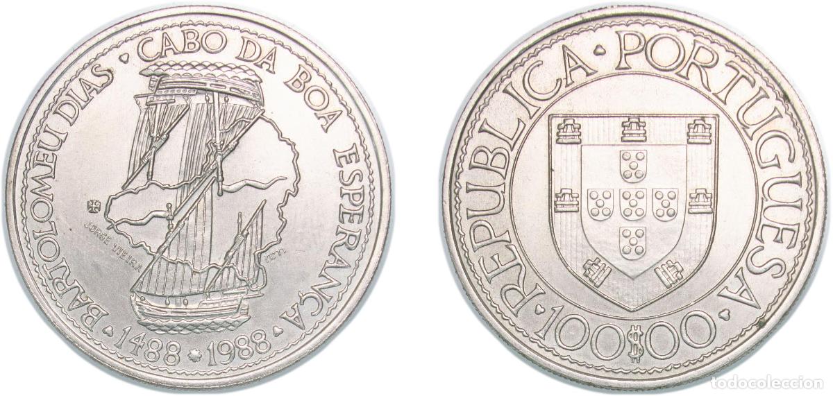 Monedas antiguas de Europa: Portugal Third Republic 1988 INCM 100 Escudos (Bartolomeu Dias) Copper-nickel (1000000) 16.42g BU