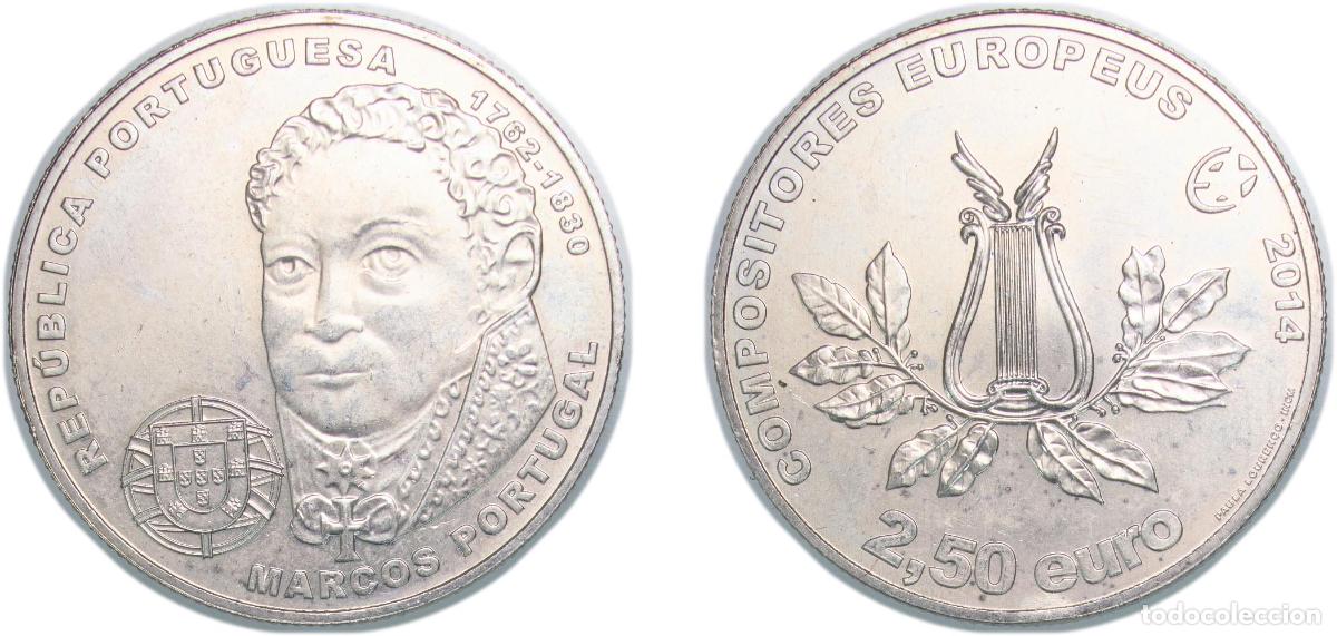 Moedas antigas da Europa: Portugal Third Republic 2014 INCM 2&frac12; Euros (Marcos Portugal) Copper-nickel (60000) 10.09g BU KM 83