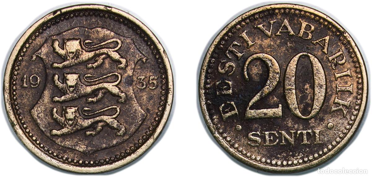 Monete antiche di Europa: Estonia Republic 1935 20 Senti Nickel brass (Cu 70%, Zn 20%, Ni 10%) (5605000) 3.92g XF KM 17