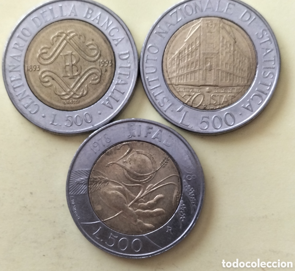 Monedas antiguas de Europa: Lote 3 monedas distintas 500 liras Italia conmemorativas