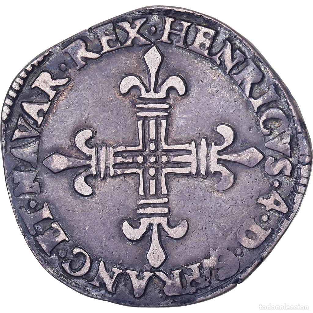 Monete antiche di Europa: [#1507491] Francia, Henri IV, 1/4 &Eacute;cu de Navarre, 1600, Saint-Palais, Plata, BC+