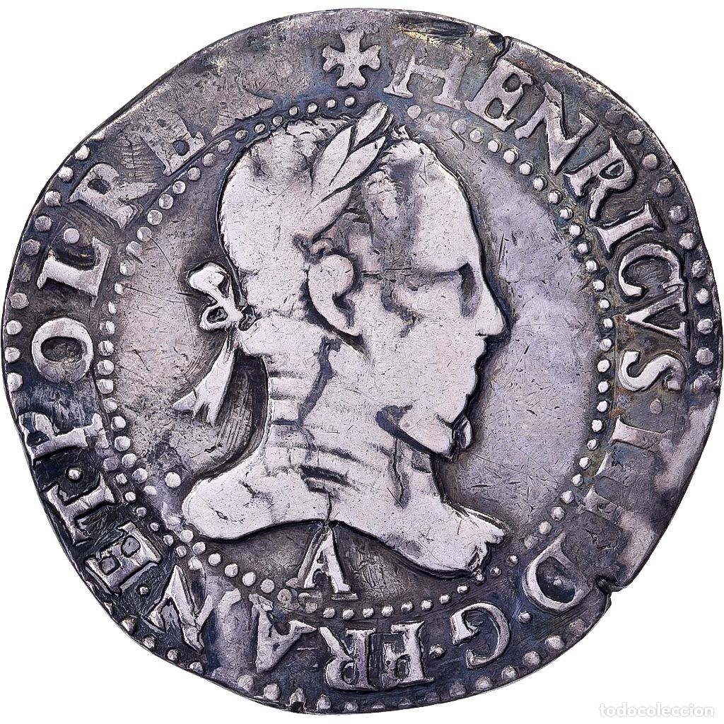 Alte M&uuml;nzen aus Europa: [#1507500] Francia, Henri III, Franc au Col Plat, 1582, Paris, Plata, BC+, Gadoury:496