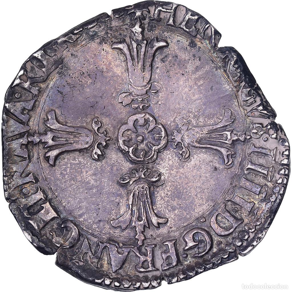 Monedas antiguas de Europa: [#1507525] Francia, Henri IV, 1/4 Ecu, Uncertain date, Angers, Plata, MBC+, Gadoury:597
