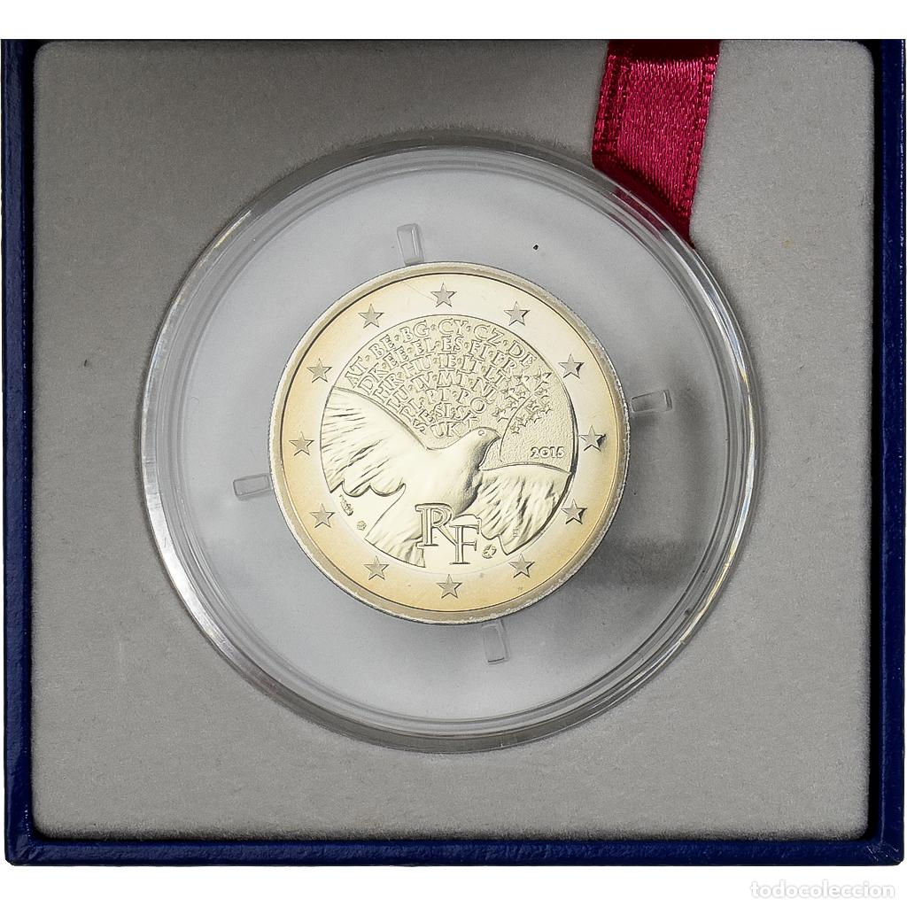 Moedas antigas da Europa: [#1507568] Francia, 2 Euro, Peace in Europe, Prueba, 2015, MDP, Bimet&aacute;lico, FDC