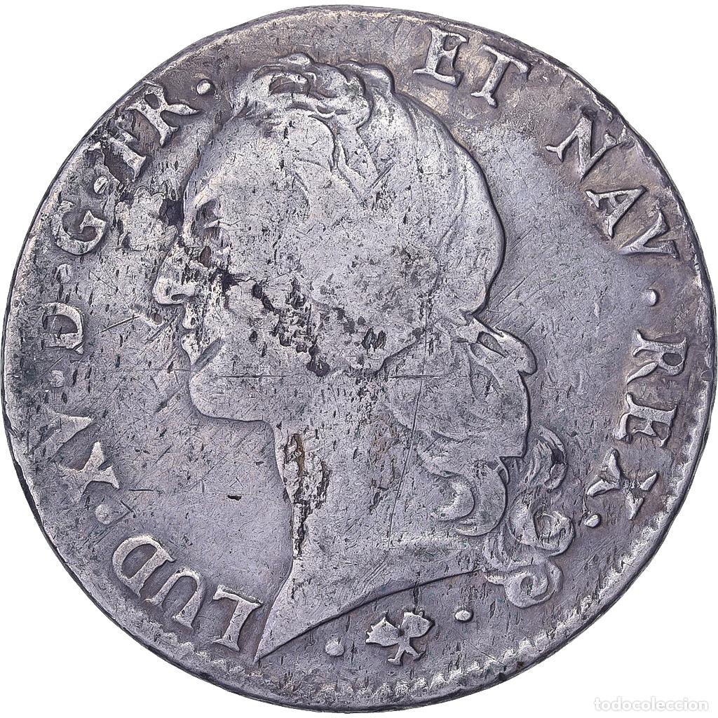 Old Coins of Europe: [#1507454] Francia, Louis XV, &Eacute;cu au bandeau, 1762, Bayonne, Plata, BC+, Gadoury:322