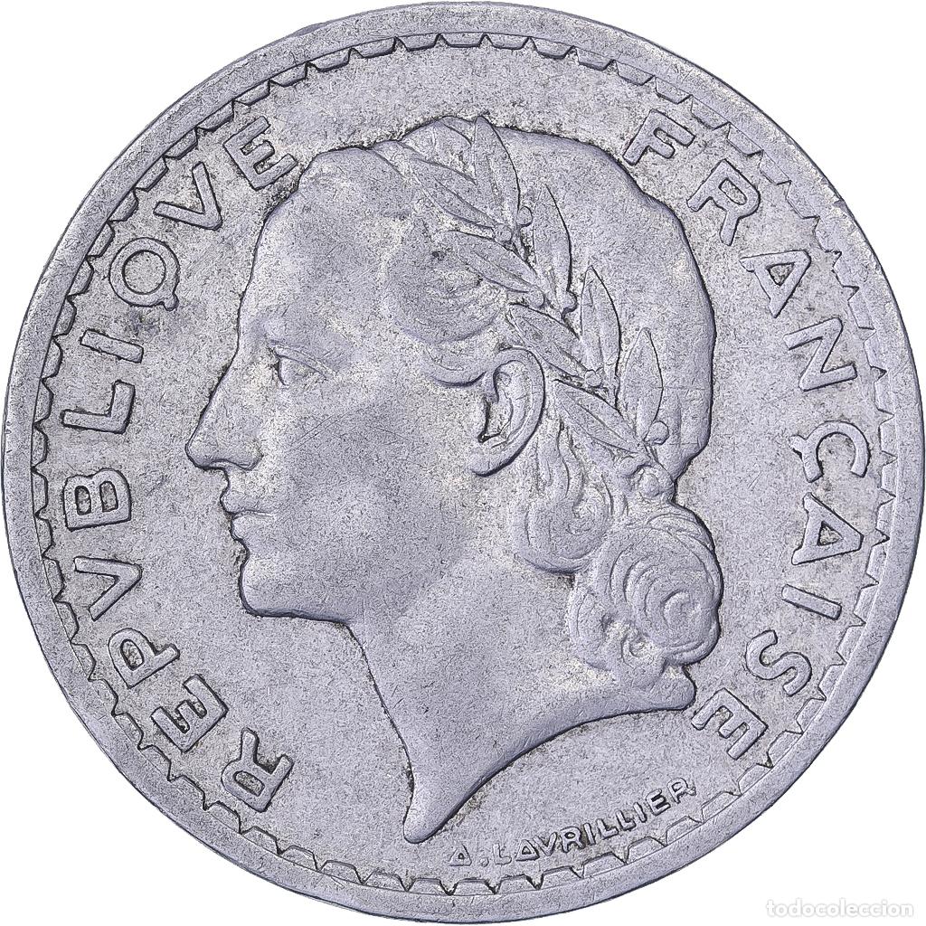 Moedas antigas da Europa: [#137261] Francia, 5 Francs, Lavrillier, 1948, Beaumont-le-Roger, Aluminio, MBC