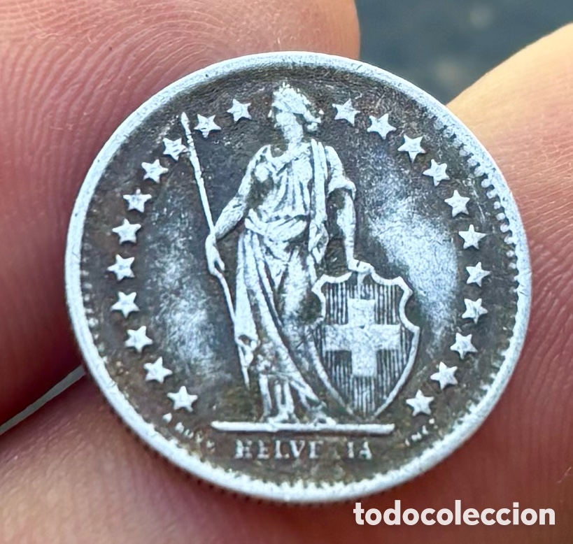 Alte M&uuml;nzen aus Europa: Moneda PLATA SUIZA 1/2 Franco 1965