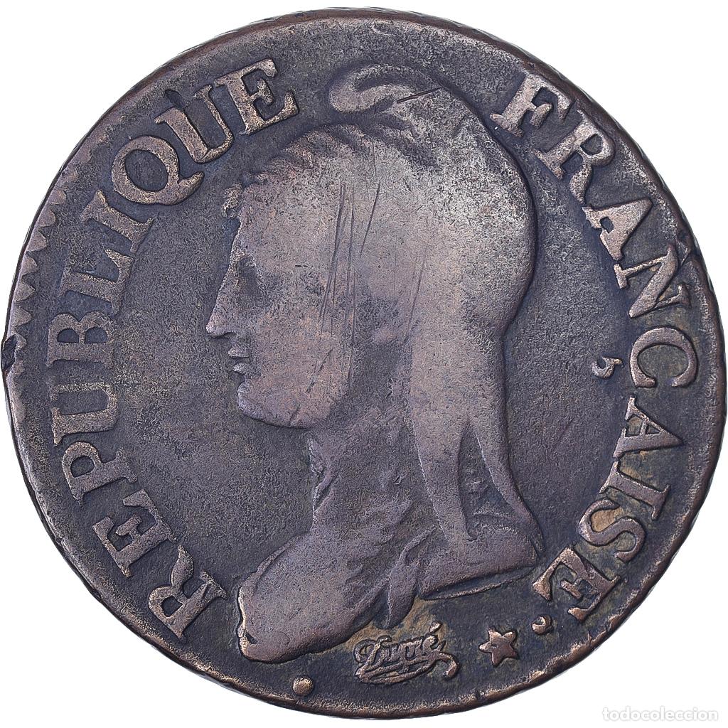 Monete antiche di Europa: [#137243] Francia, 5 Centimes, Dupr&eacute;, AN 7, Strasbourg, Cobre, BC+, Gadoury:126
