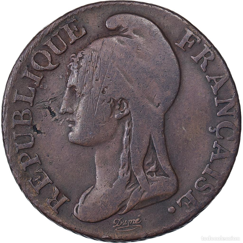 Monete antiche di Europa: [#137239] Francia, 5 Centimes, Dupr&eacute;, AN 4, Paris, Cobre, BC+, Gadoury:124