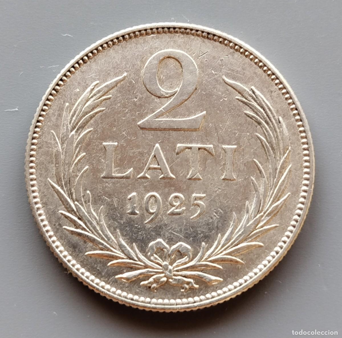 Monedas antiguas de Europa: Moneda Letonia 2 Letones 1925 Plata - Tirada 6,4M. - Foto 1