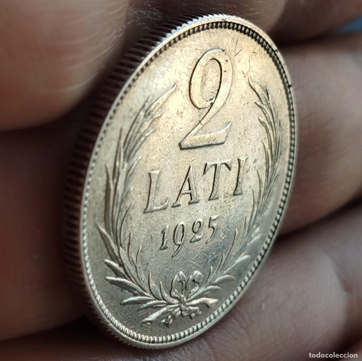 Monedas antiguas de Europa: Moneda Letonia 2 Letones 1925 Plata - Tirada 6,4M. - Foto 3