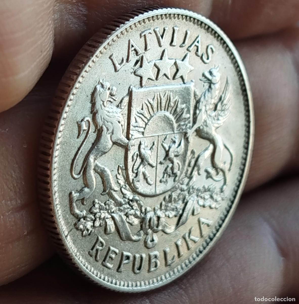 Monedas antiguas de Europa: Moneda Letonia 2 Letones 1925 Plata - Tirada 6,4M. - Foto 4
