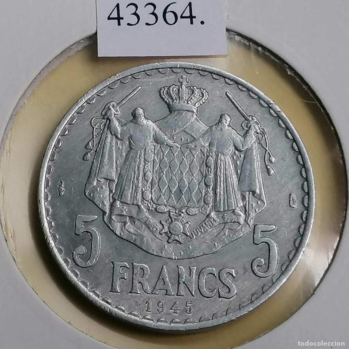 Monedas antiguas de Europa: Monaco 5 francos 1945 - Foto 2