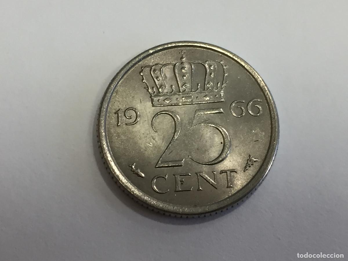 Monedas antiguas de Europa: MONEDA DE 25 CENTIMOS DE GULDEN HOLANDA A&Ntilde;O 1966 - Foto 2