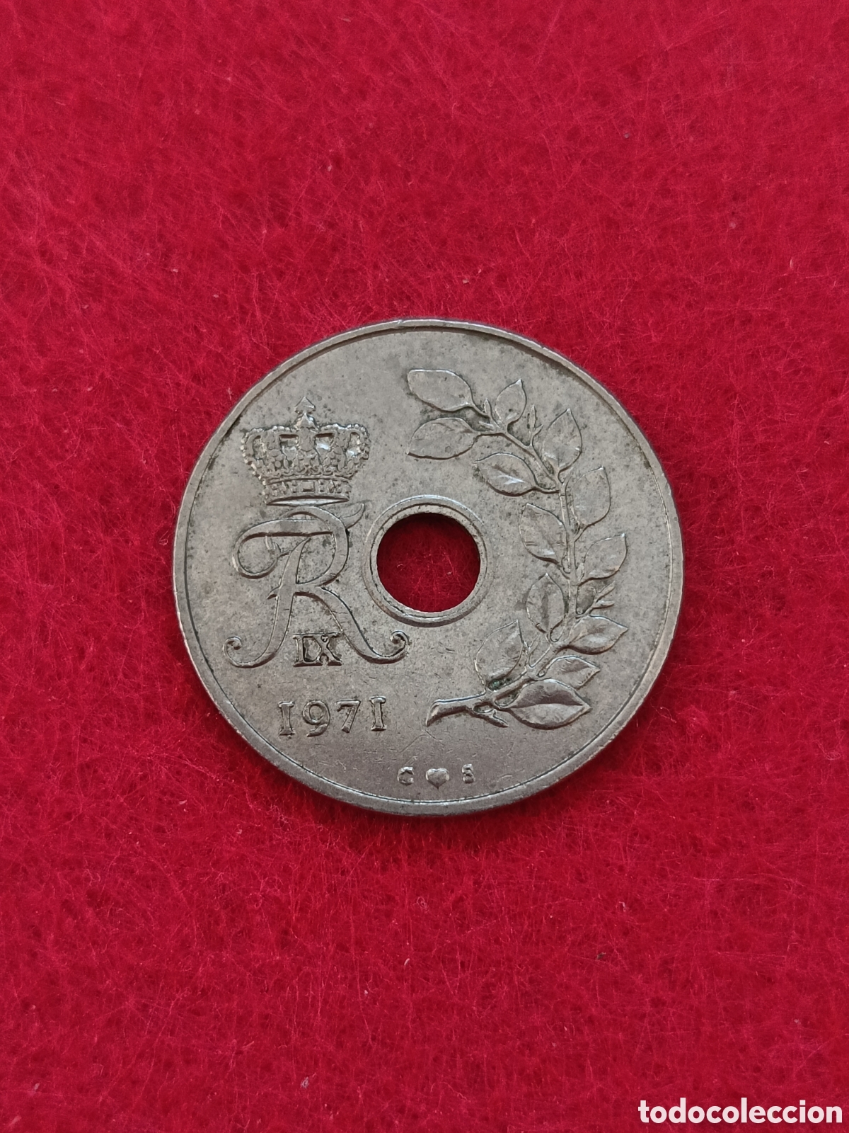 Monedas antiguas de Europa: Moneda de 25 Ore Dinamarca 1971 - Foto 2