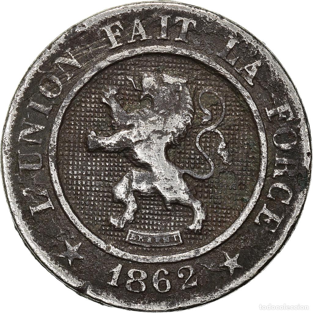 Monete antiche di Europa: [#888848] Moneda, B&eacute;lgica, Leopold I, 10 Centimes, 1862, BC+, Cobre - n&iacute;quel, KM:22