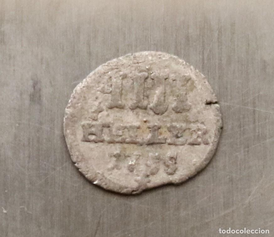 Monedas antiguas de Europa: 4 HELLER 1755 HESSE-KASSEL. PLATA