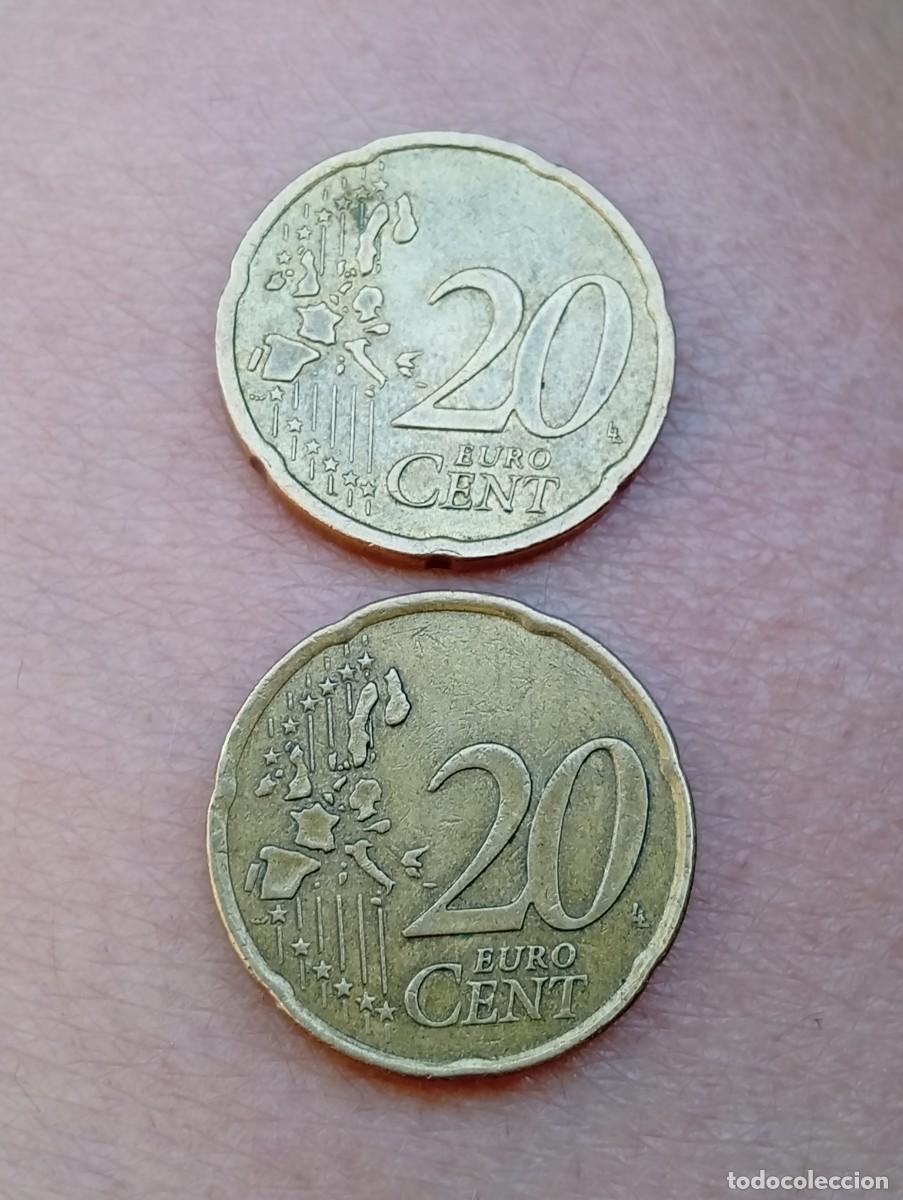 Monedas antiguas de Europa: Moedas de 20 c&ecirc;ntimos gregas 2002, com defeitos e letra &rdquo;E&rdquo; - Foto 6