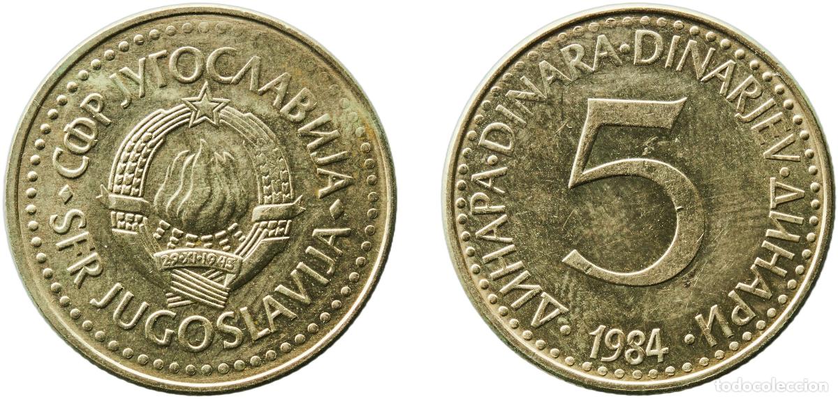 Monedas antiguas de Europa: Yugoslavia 1984 5 Dinara Nickel brass (75 % Cu, 21 % Zn, 4% Ni) Belgrade Mint (33023000) 5.51g BU