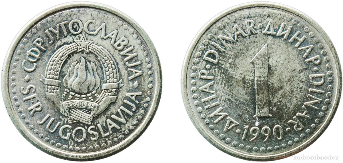 Alte M&uuml;nzen aus Europa: Yugoslavia 1990 1 Dinar Nickel brass Belgrade Mint (172105000) 5.92g BU KM 142 Sch&ouml;n 137