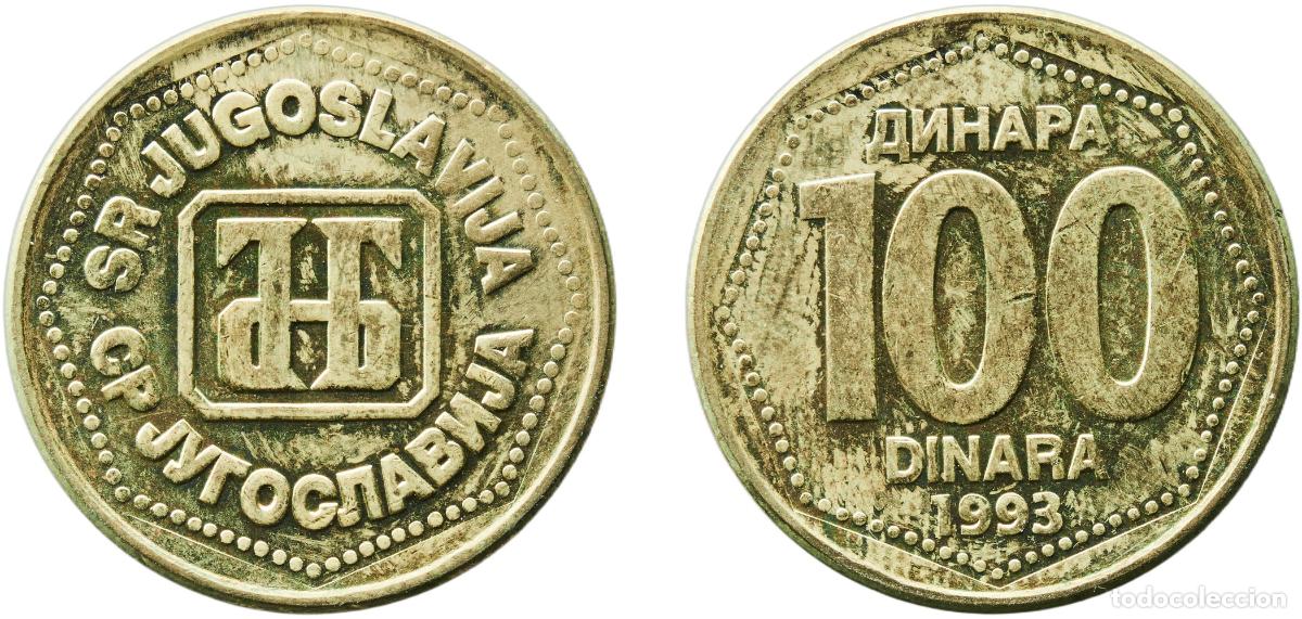 Monedas antiguas de Europa: Yugoslavia 1993 100 Dinara Brass Belgrade Mint (14294500) 4.97g BU KM 159 Sch&ouml;n 154