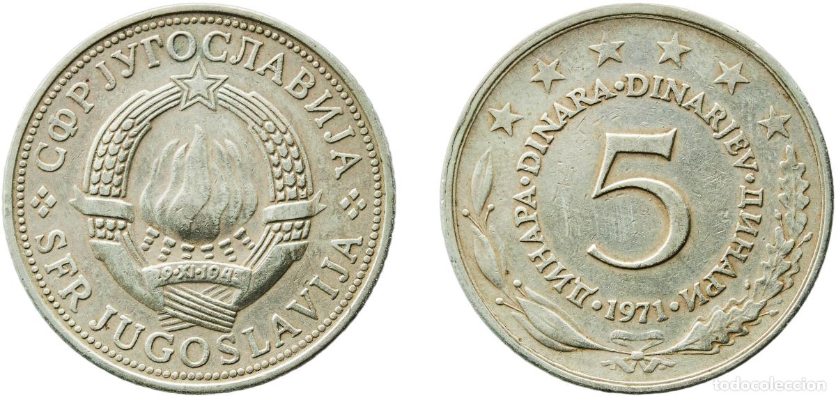 Monedas antiguas de Europa: Yugoslavia 1975 5 Dinara (30 Years of Liberation) Nickel brass (70% Cu, 18% Zn, 12% Ni) Belgrade Mi