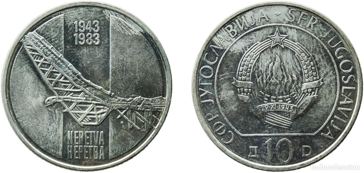 Monete antiche di Europa: Yugoslavia 1983 10 Dinara (Battle of Neretva) Nickel brass (61 % Cu, 20 % Zn, 19 % Ni) Belgrade Min