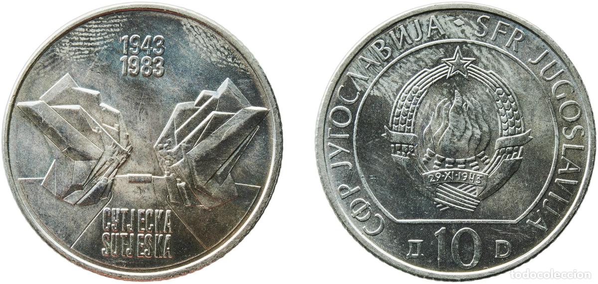Monete antiche di Europa: Yugoslavia 1983 10 Dinara (Battle of Sutjeska) Nickel brass (61 % Cu, 20 % Zn, 19 % Ni) Belgrade Mi