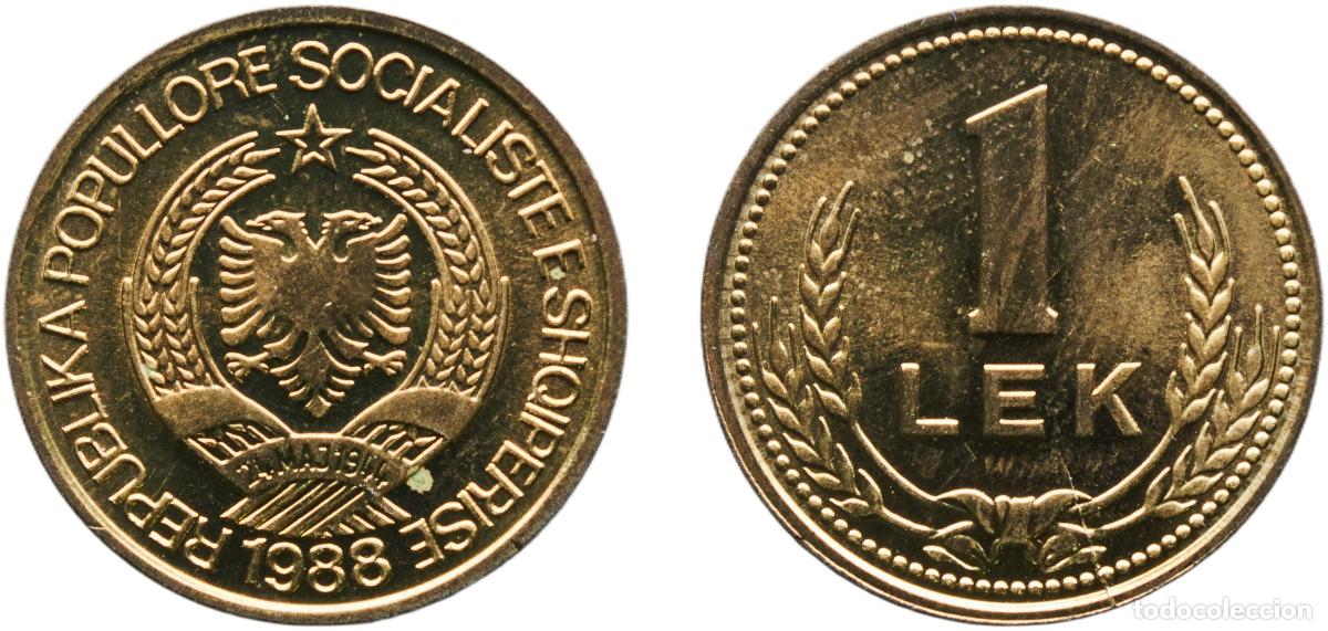 Monedas antiguas de Europa: Albania 1988 1 Lek Aluminium bronze 5.14g BU KM 66