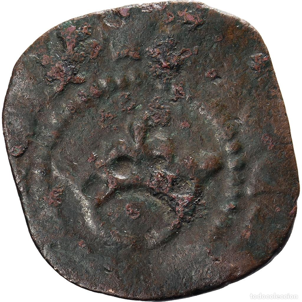Moedas antigas da Europa: [#137356] Francia, Louis XI, Obole tournois, 1466 - 1476, Vell&oacute;n, BC+, Ciani:782